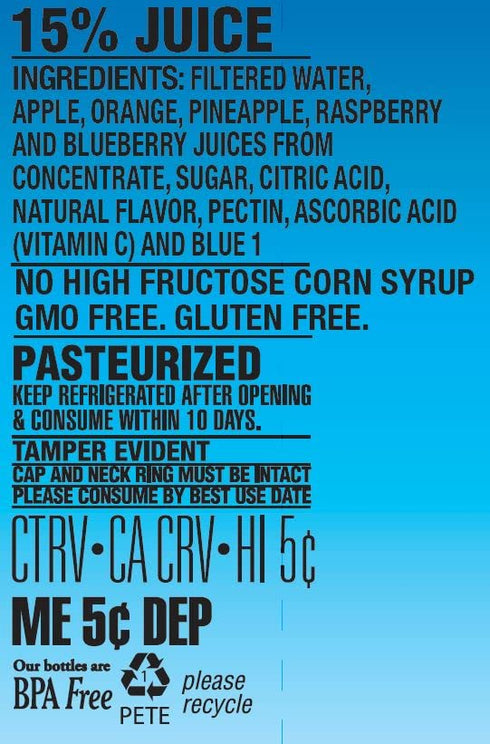 64 Oz (Pack 8) Langers Blue Raspberry Fruit Punch, Fl