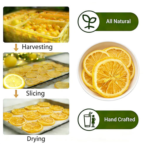 90-110 Baking3.5oz Natural Dehydrated Lemon Slices Bulk, About Slices,No Sugar Added, Sour Sweet Refreshing Citrus