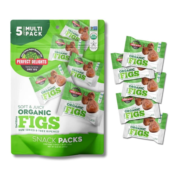 Perfect Delights Organic Snack Pack Figs, Sun-Dried Turkish Figs, On-the-Go Vegan, Healthy