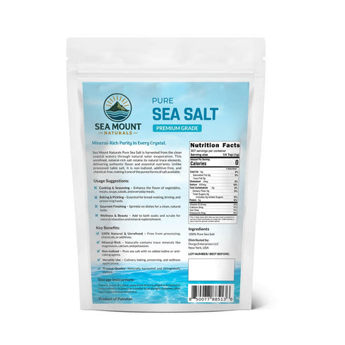 2 lb Pure Sea Salt, Coarse Grain, | Ideal For Salt Grinder Refills I Unrefined & Mineral Rich - SeaMount Naturals