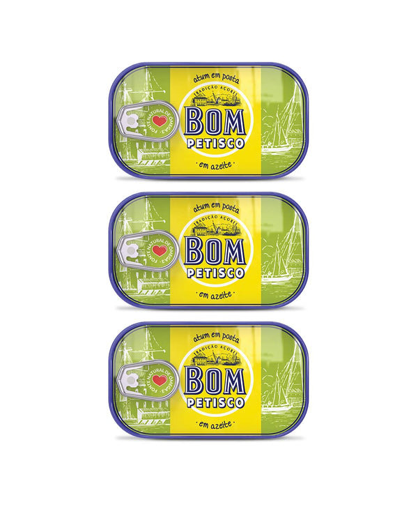 Bom Petisco Tuna in olive oil 3 tins x 120 g, / Portugal