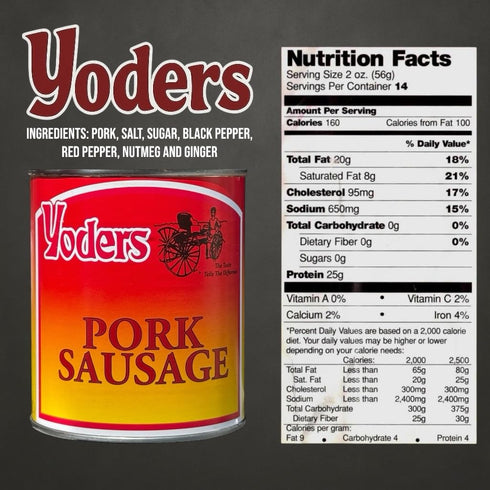 10 28 oz Yoders Canned Pork Sausage Shelf Stable Fully Cooked Sausage Year Storage Ready to Eat Emergency, Survival