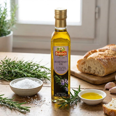 1904 8.5 Oz (250 ml), BASSO - Rosemary Oil, Infused Premium Extra Virgin Olive Oil, Fl Aromatic Essence, Enhance Flavor