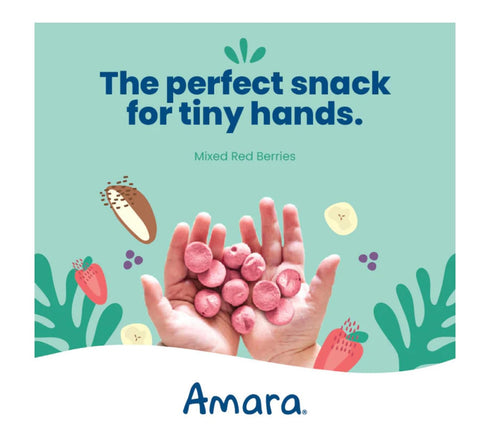 20 6g Amara Organic Smoothie Melts, Mixed Berry Flavor, Dairy Free Toddler Snacks, No Added Sugar, Single Serve