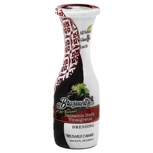Braswell Carafe Dressing, Balsamic Herb, All Natural 9 Oz(Pack of 6)