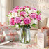Benchmark Bouquets - Delightful Roses & Alstroemeria (Glass Vase Included) - Fresh Flowers for Delivery - Gift