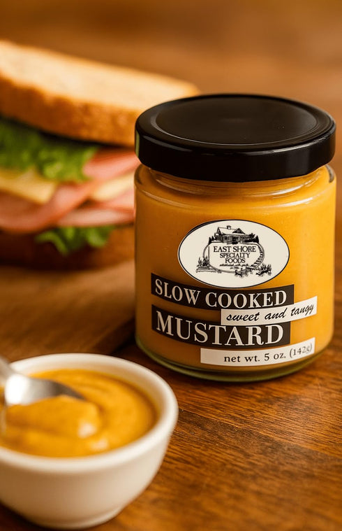 5 oz East Shore Sweet & Tangy Mustard Gourmet Dipping Mustard for Pretzels, Sandwiches & Glazes, Jar