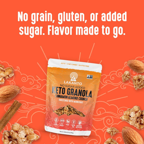 (25 Oz) Lakanto Cinnamon Almond Crunch Granola - Monk Fruit Sweetener, Delicious Snack, Quick Breakfast Cereal, Keto