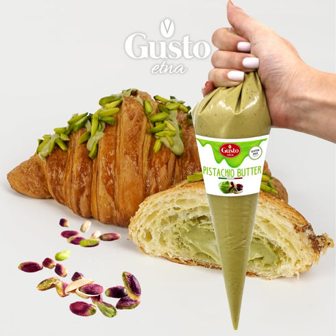 14.1 oz (400 GUSTO ETNA Pistachio Nut Butter Cream in Squeeze Pouch, Spread, Cake Filling & Icing, Frosting, Dessert
