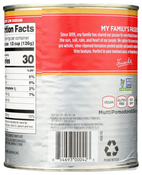 GREAT BRITISH TRADING LIMITED 28 oz (6 Mutti Peeled Tomatoes each Items Per Order)