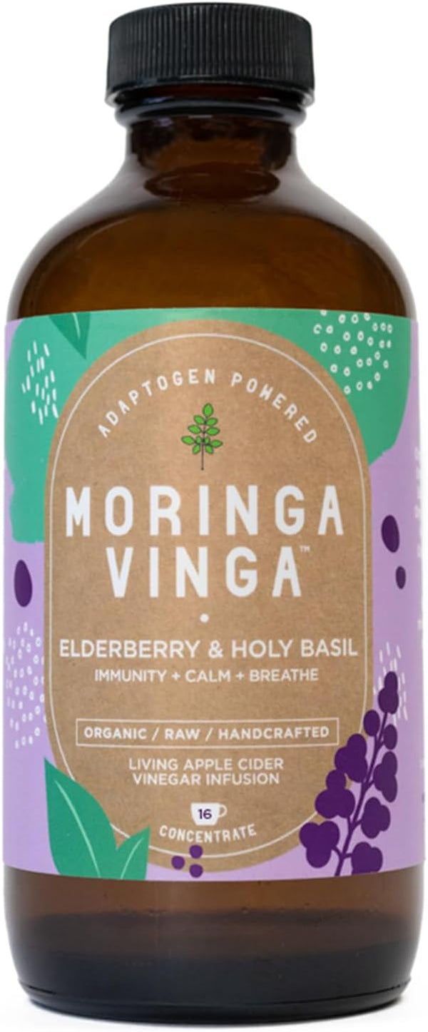 VINGA Elderberry & Holy Basil Moringa Infusion - Organic Immune Support, Respiratory Wellness,