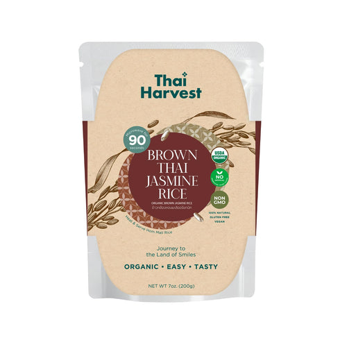 THAI HARVEST 100% USDA Organic Brown Jasmine Rice 7 Ounce (Pack of
