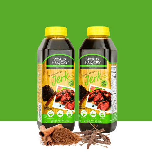 16 oz (Pack 2) World Harbors Jamaican Jerk Sauce Sweet & Spicy Marinade for Jamaican Jerky Seasoning Chicken, Sirloin