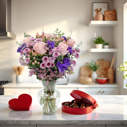 Stargazer Barn Pretty in Pink Bouquet with Vase - Fresh Cut Flower Delivery, Hand-Tied in the USA, Gift for Birthday