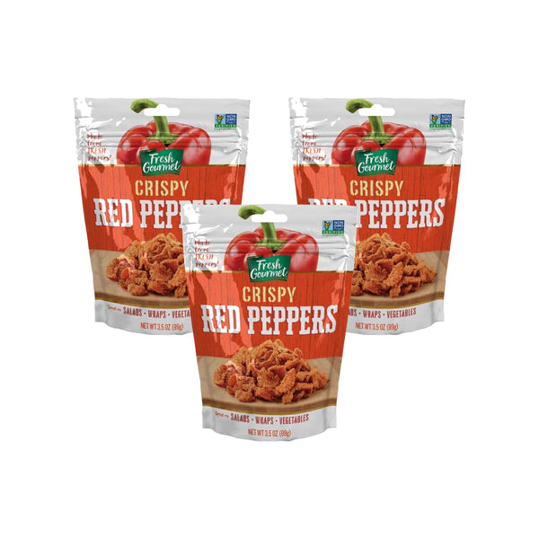 Fresh Gourmet Crispy Red Peppers Crunchy Snack and Salad Topper 3.5 Ounce