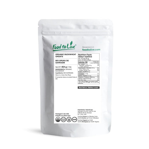 1 Food to Live Organic Buckwheat Groats, Pound Whole Grain Buckwheat Seeds by Food to Live. Hulled, Non-GMO, Kosher