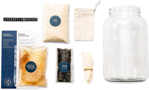 Urban Kitchen Kombucha Starter Kit Includes Organic SCOBY, Starter Liquid, 1 Gallon Glass Jar, Temp