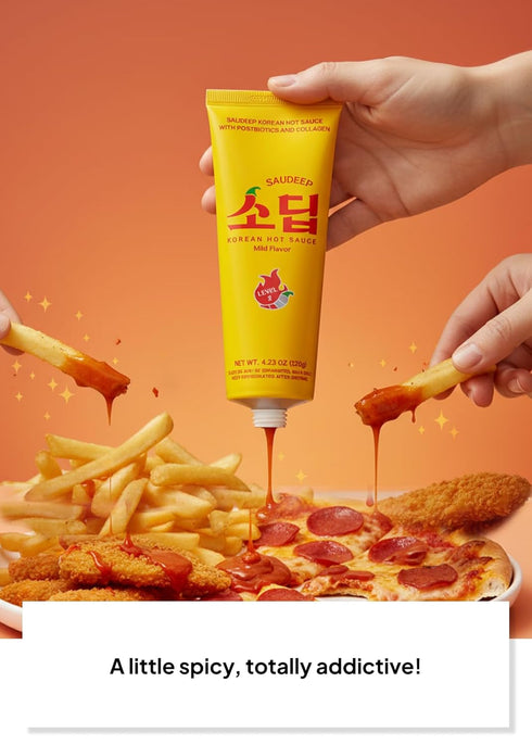 2 4.23 oz Korean Food Saudeep Mildly spicy Hot Sauce, Korean-Style Dipping Sauce, Level Mild Spice, Versatile Sauce
