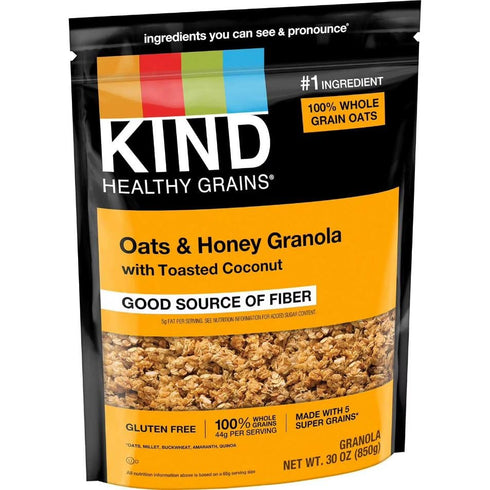 30 oz 100% 30 oz Granola, Oats & Honey Clusters with Toasted Coconut Gluten Free,- Whole Grains, a Healthy Snack