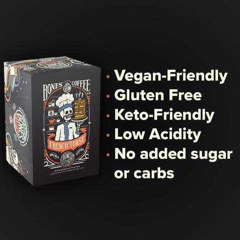 Bones Coffee Company Flavored Coffee Bones Cups French Toast, 12ct Single-Serve Coffee Pods for Keurig Coffee Maker