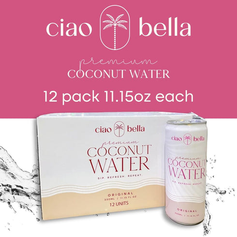11.15 Oz (Pack 12) ciao bella Premium Coconut Water: All-Natural Hydration, Non-GMO, One Simple Ingredient Fl