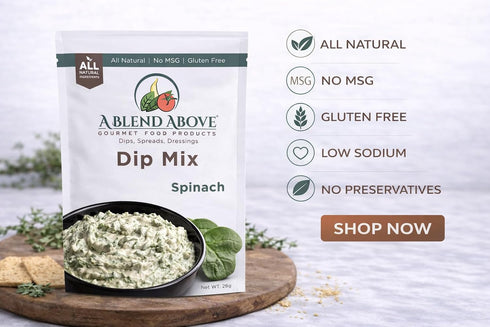 3 Packs, 1 oz. A Blend Above Spinach Dip Mix, Each, Gluten-Free, No MSG, All Natural, No Preservatives, Vegetable Dip