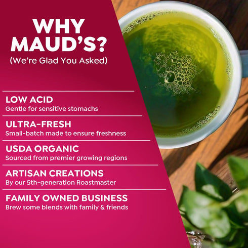 Maud's Organic Matcha Green Tea Pods, 24 ct, Recyclable Single Serve Tea Pods Compatible with Keurig K Cups