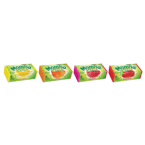 Mamba 18 (Pack 24) Sour Fruit Chews Candy, Pieces
