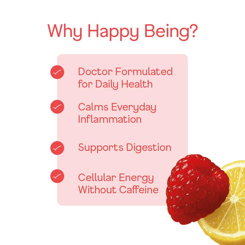 12oz (4 Pack) Happy Being Raspberry Lemon Sparkling White Tea Antioxidant & Polyphenol Rich, Infused with Turmeric