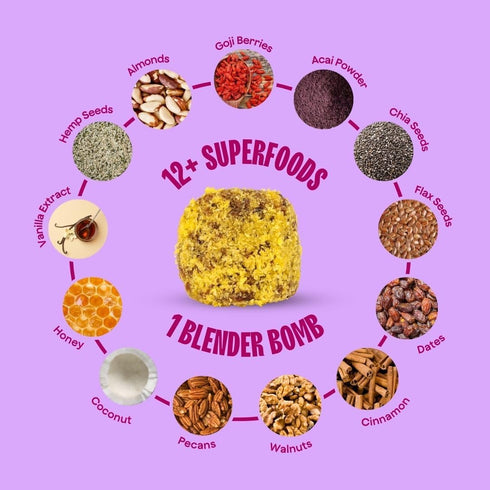 The Bomb Co. Blender Bomb, Get up & Goji, Superfood Smoothie Mix with Goji Berries, Hemp, Flax, Chia Seeds, Gluten