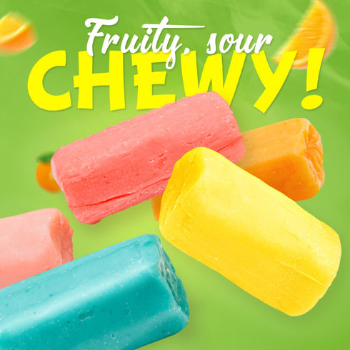 2 lb (134 FRUIT CHEWS Candy SOUR Bulk Bag, Fruity Flavored, Assorted Flavors, Gluten & Peanut Free, Individually