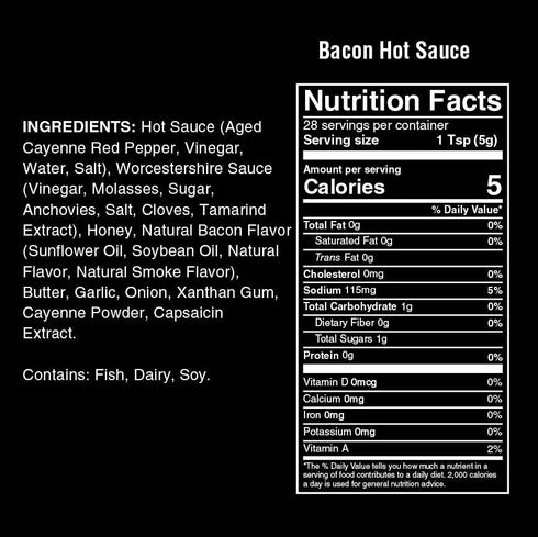 5 oz Rocky's Bacon Hot Sauce Gourmet Red Chili Sauce with Perfectly Balanced Heat Great Hot Sauce Gift and Wing Sauce