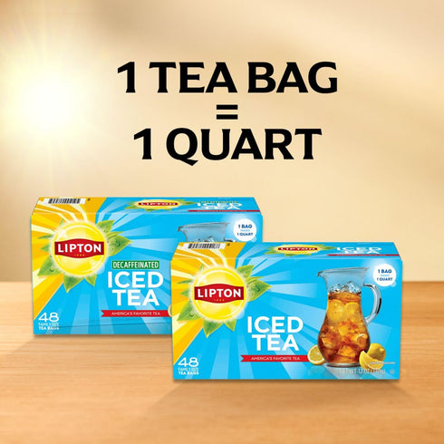48 Lipton Unsweetened Iced Tea Bags, Family Size Zero Calories, Tea Bags
