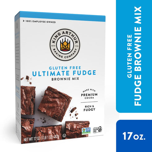 King Arthur Gluten Free Fudge Brownie Mix, Certified Gluten-Free, Non-GMO, Kosher, 17 Ounces