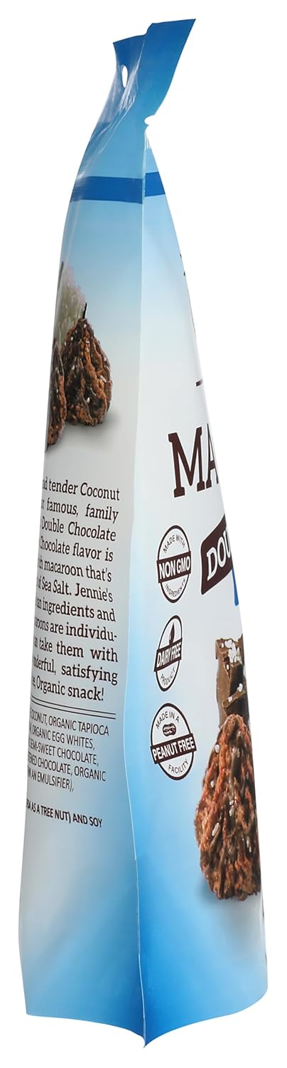 Jennies Organic Double Chocolate Macaroons, Sea Salt, 5.25oz | Dairy Free, Gluten Free, Peanut Free, Individually