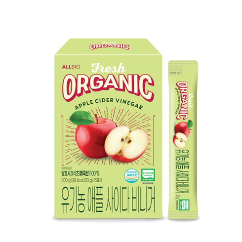 ALLBIO Organic Apple Cider Vinegar Sticks | 0.71oz x 15 Pack |
