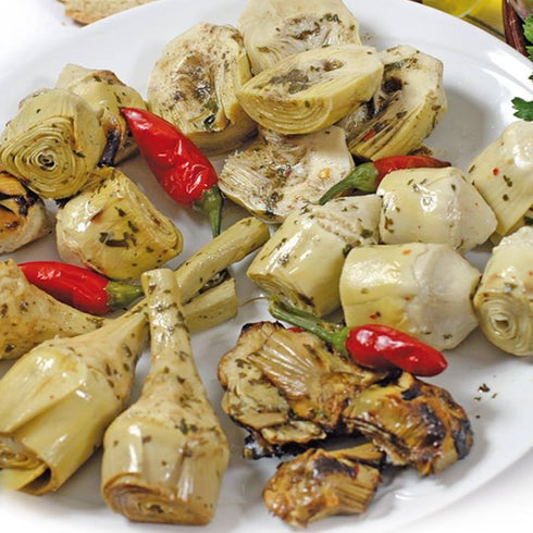 10.58 oz, Renna, Grilled Roasted Halved Artichokes preserved in oil, Heart, Mediterranean flavor, Specialty Imported