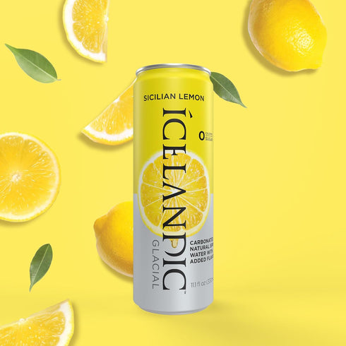 330 ml 11.1 Oz (Pack 10) Icelandic Glacial Sparkling Water, Sicilian Lemon, / Fl Cans