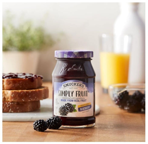 10oz (Pack 3) Smucker's Simply Fruit Spreadable Fruit Jar of (Seedless Blackberry)
