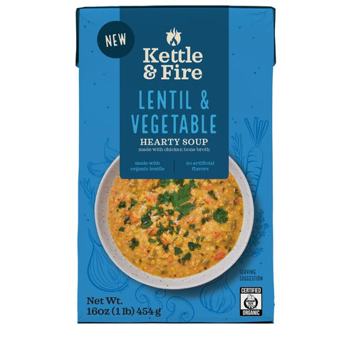 KETTLE & FIRE Organic Lentil & Vegetable Hearty Soup, 16 OZ