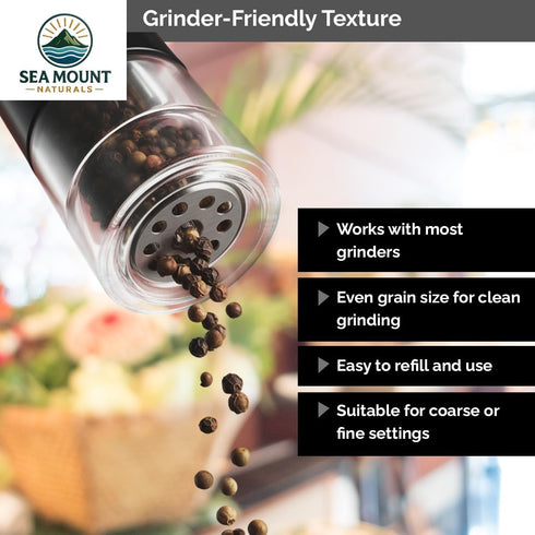 12 oz (340g) Sea Mount Naturals Tellicherry Black Peppercorns, | Natural Whole Black Pepper for Grinders | Kosher