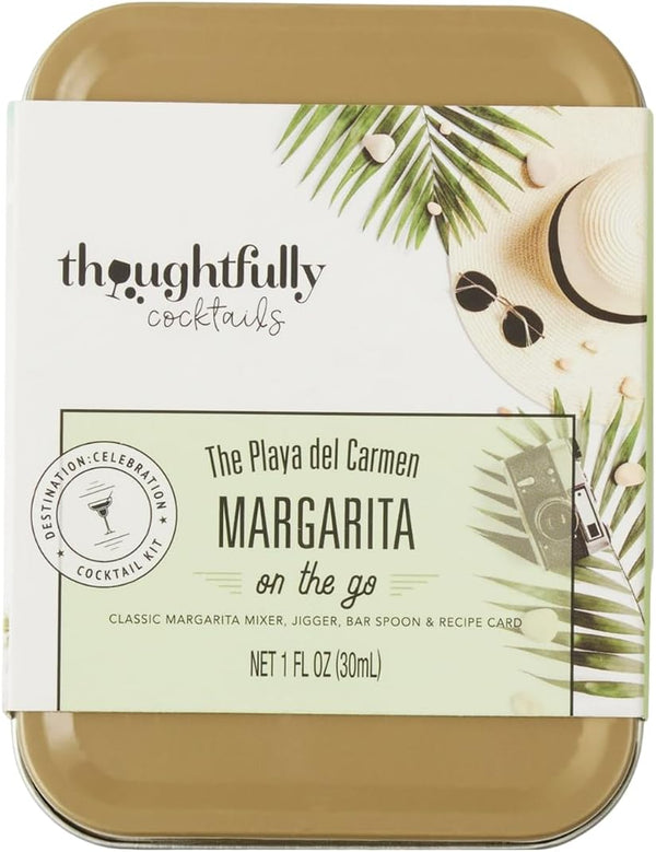 Thoughtfully Cocktails, Cocktail Kit Travel Tin Gift Set, Classic Margarita Mixer, Jigger, Bar Spoon