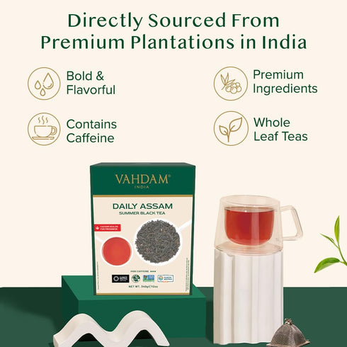 (340g/12oz) 170+ VAHDAM, Assam Black Tea Leaves Servings | High Caffeine, Non GMO, Gluten Free | STRONG, MALTY & RICH |