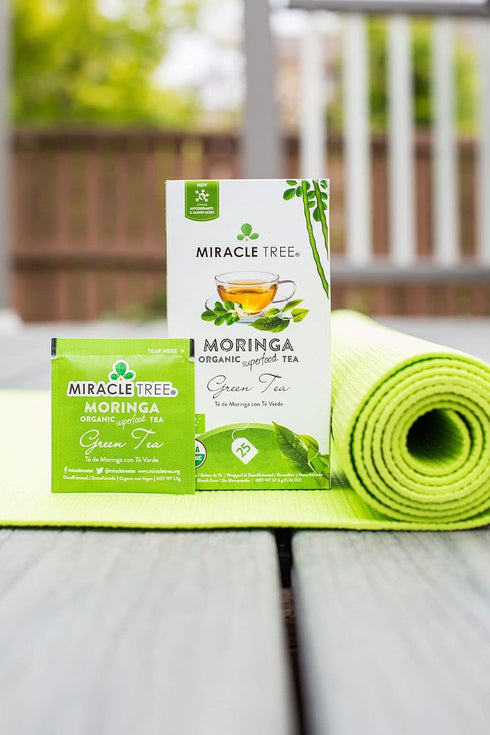 Miracle Tree Organic Moringa Superfood Tea, 25 Individually Sealed Tea Bags, Green Tea, Vegan