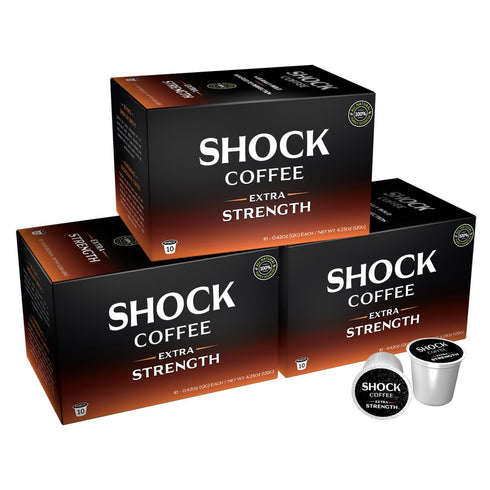 Shock Coffee Extra Strength Cups - Bold all Arabica Med-Dark Roast -