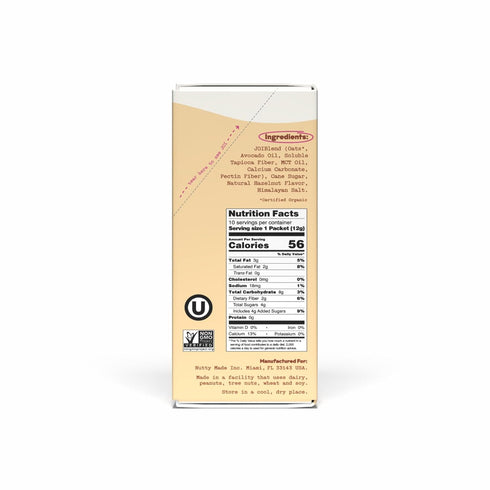 10ct JOI Oat Milk Coffee Creamer, Hazelnut. Biodegradable Single Serves. Non-Dairy, Functional Prebiotic Superfood