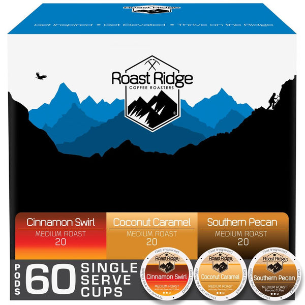Roast Ridge Single Serve Coffee Pods for K-Cup Brewers, Flavored Variety Pack,