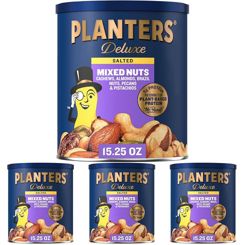 PLANTERS Deluxe Mixed Nuts - Roasted Cashews, Almonds, Brazil Nuts, Pistachios, and