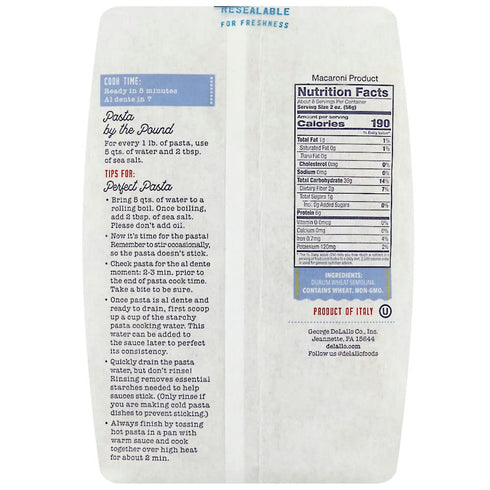 1 100% 4 Pack DeLallo Cavatappi Pasta, Pound Bag, Made with Only Durum Wheat Semolina Flour, Spiral Shape Noodles, Made