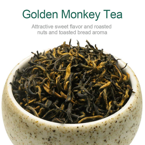 FullChea Chinese Tea Golden Monkey, Fujian Black Tea Loose Leaf, Pleasant Malt and Chocolate Taste, 4oz